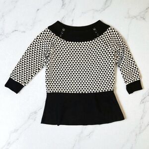 WHBM geometric print black & white sweater